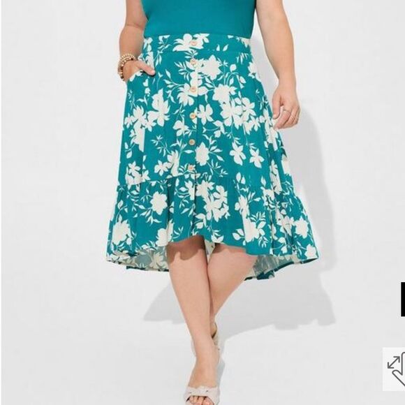 NWT TORRID Midi Lenny Hi Low Tiered Skirt SIZE 12 - Picture 3 of 6